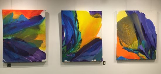 Works by Barbara Januszkiewicz. From left: Take It Easy; No Matter How Far; All or Nothing At All Photo for East City Art by Eric Hope.